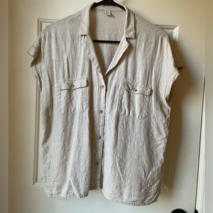 Old Navy Linen Button Down Short Sleeve Shirt